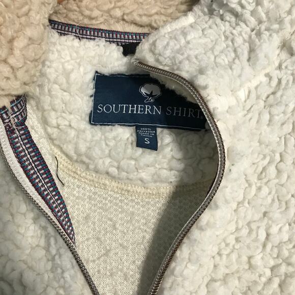 Southern Shirts sherpa quarter zip pullover jacket women’s size small beige - Picture 3 of 5